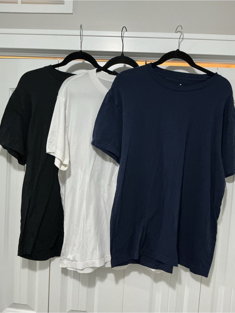 Fabletics Men's Short Sleeve Crew Tees — Navy, White & Black Trio